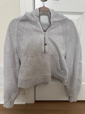 lululemon athletica Light Gray Half-Zip Hooded Pullover Scuba M/L